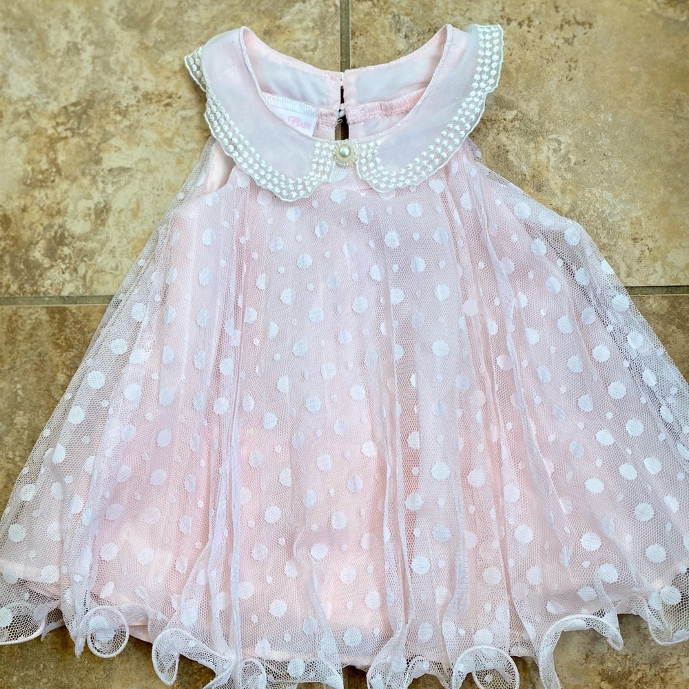 Pink and White polka dot dress